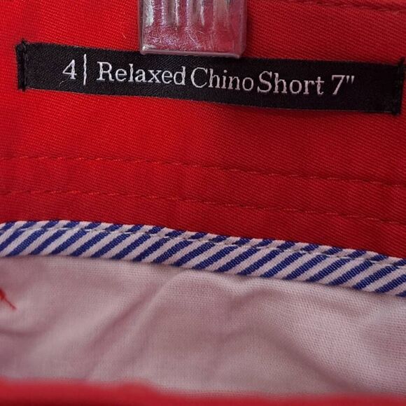 Talbots Red Relaxed Chino Short 7” Seersucker Cuffs Women’s Size 4 Preppy NWOT - Picture 7 of 8